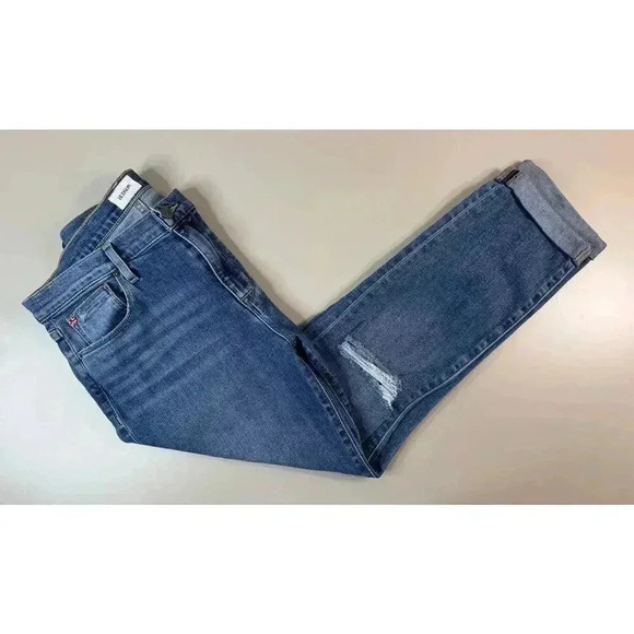 Hudson Women’s Natalie Midrise Slim Boyfriend Jean Sz 30 Medium Wash Cuffed Crop - Picture 1 of 14